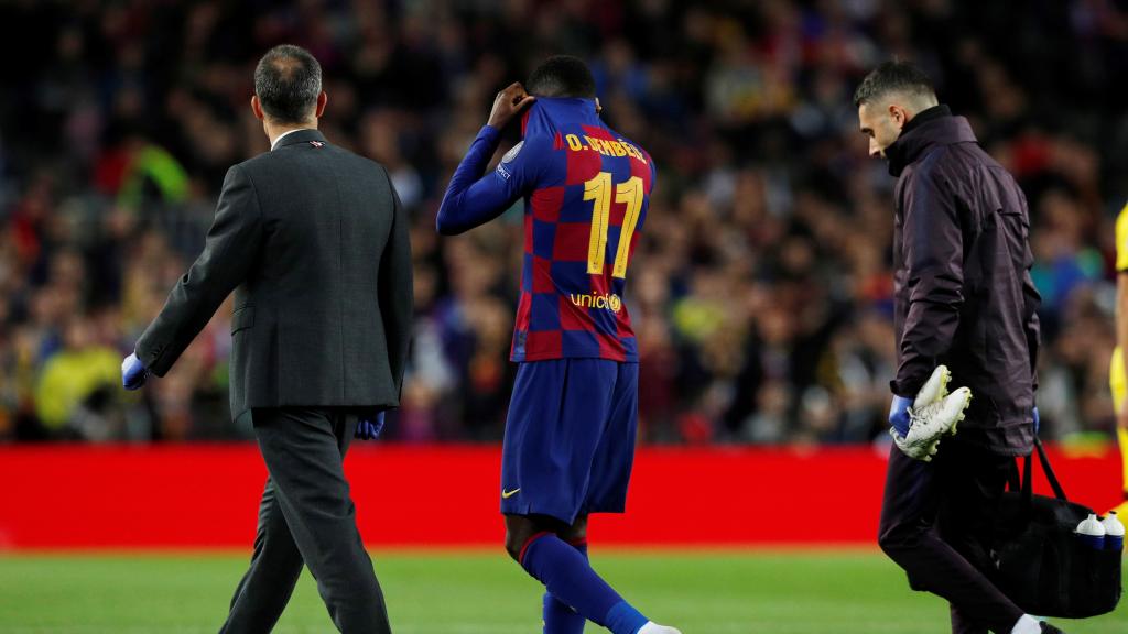 Ousmane Dembélé abandona el campo lesionado