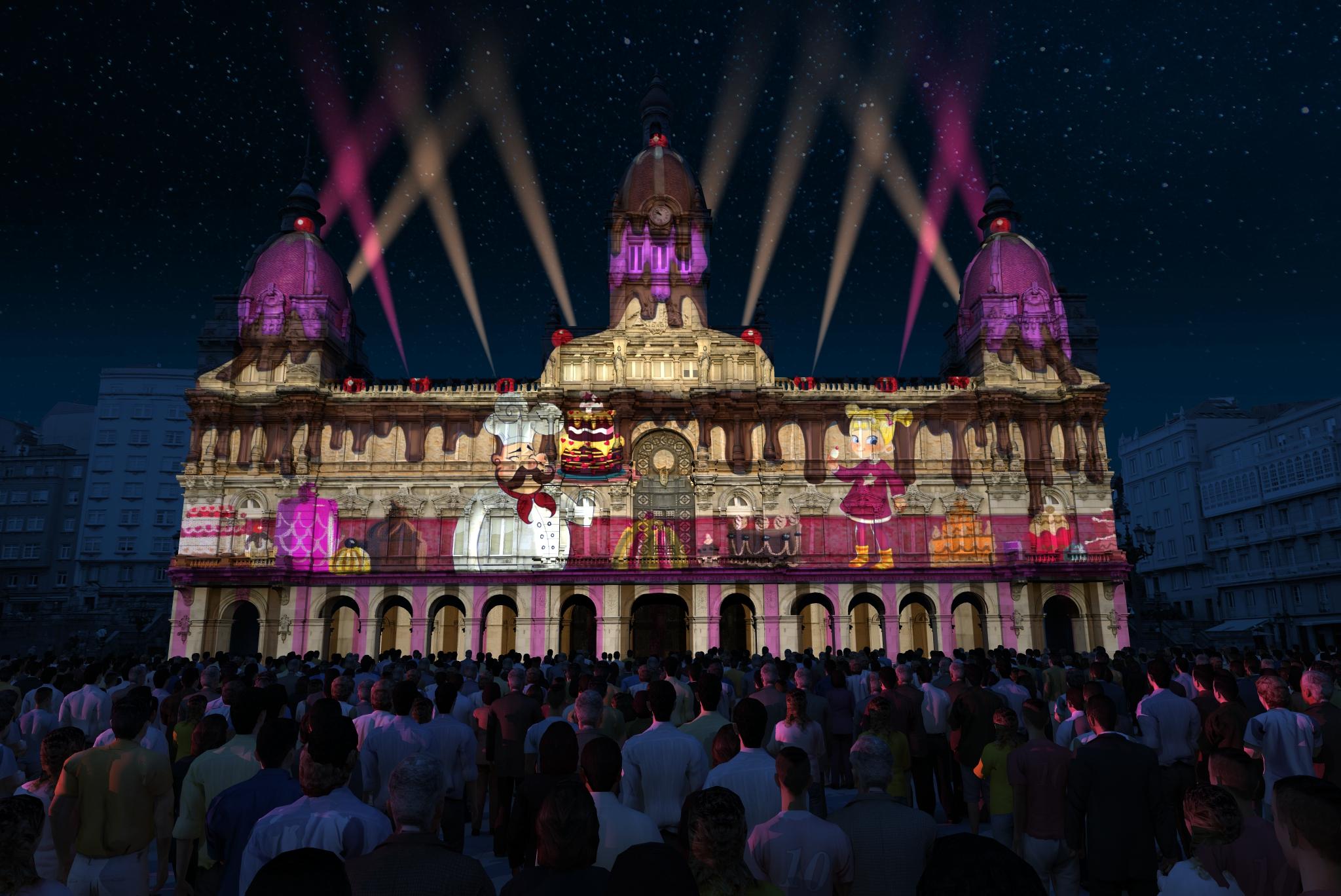 Imagen del Vídeo Mapping que se proyectará en María Pita