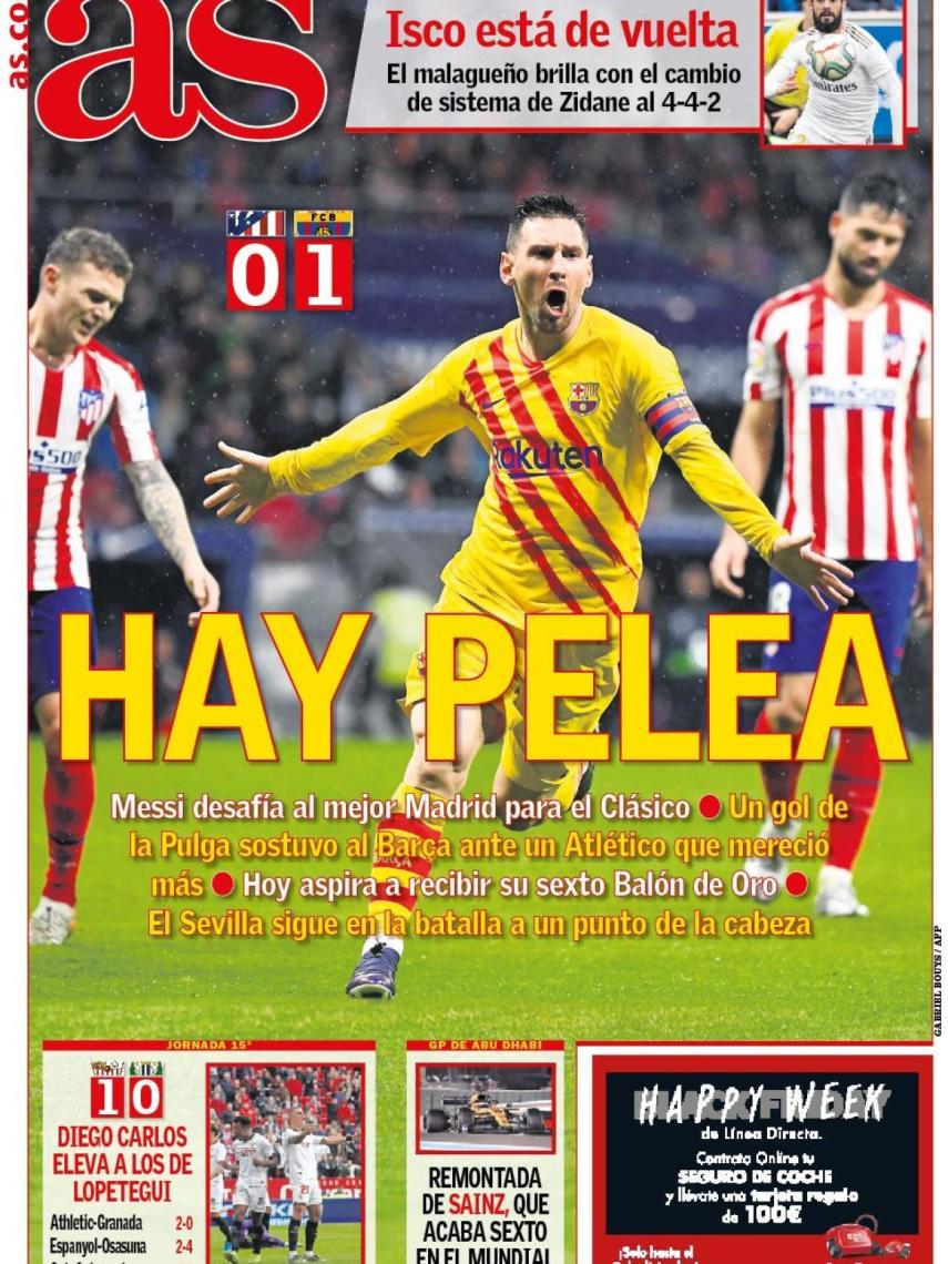 La portada del diario AS (02/12/2019)