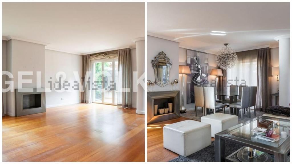 El salón es una de las zonas donde más se percibe el cambio de la vivienda en unos meses.