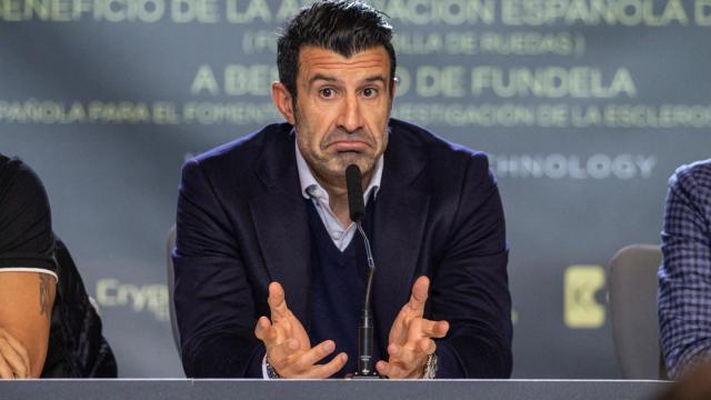 Luis Figo, durante la presentación del partido entre Leyendas Selección Española y GoldStandard Estrellas del Mundo