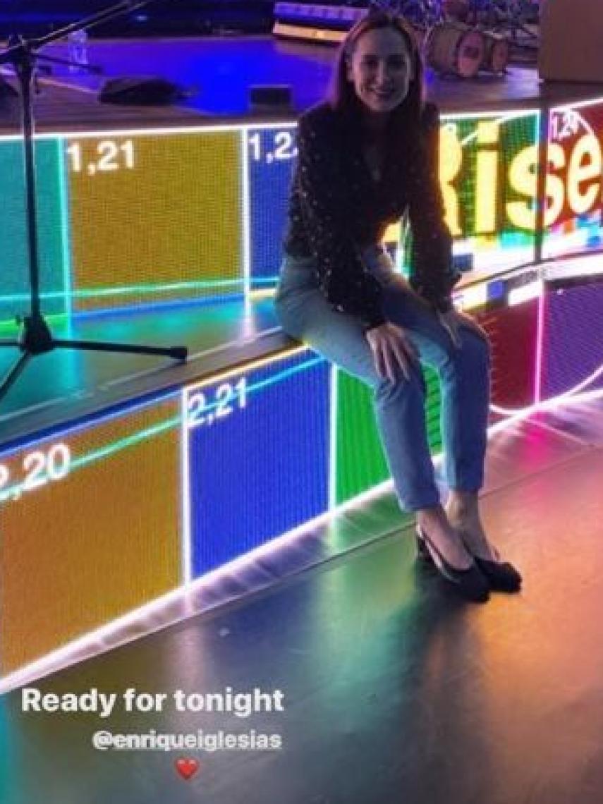 Tamara Falcó en los ensayos de Enrique Iglesias.