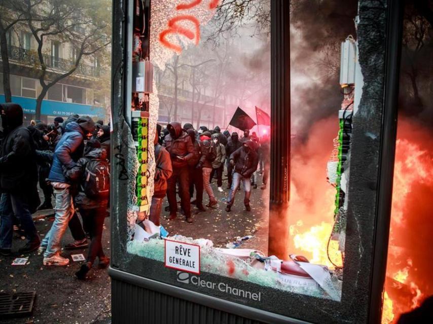 Los manifestantes en la jornada de huelga del jueves pasado.