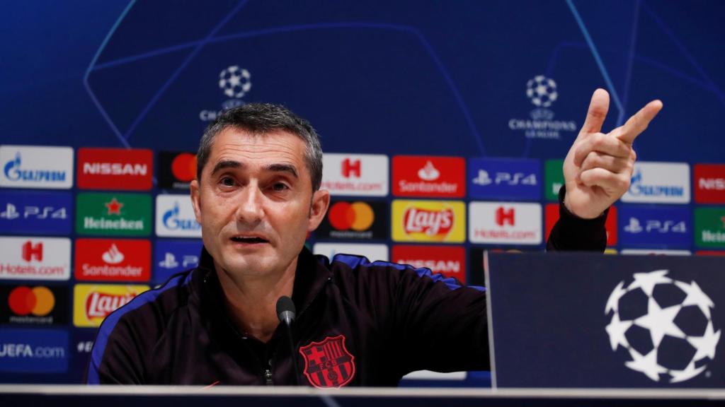 Ernesto Valverde, en rueda de prensa de la Champions League