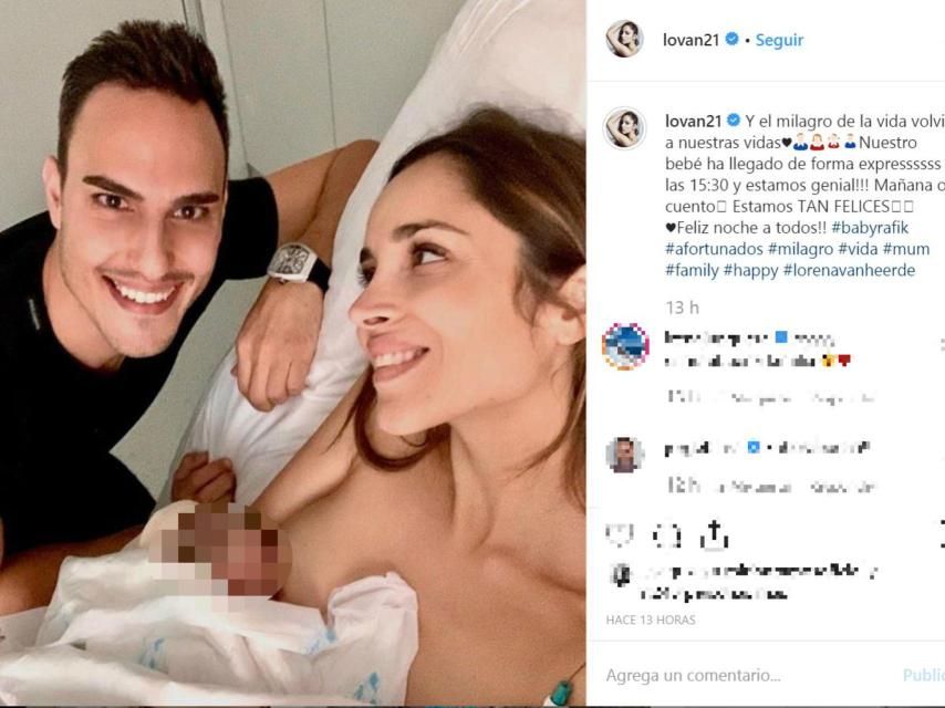 Detalle de la publicación de Lorena Van Heerde donde anuncia la llegada del pequeño Rafik.