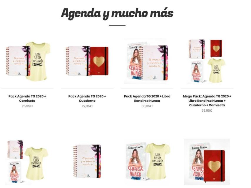Presentación de las agendas y packs de la web de Tamara Gorro.