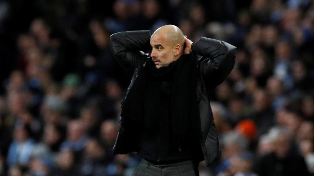 Pep Guardiola, durante un partido del Manchester City