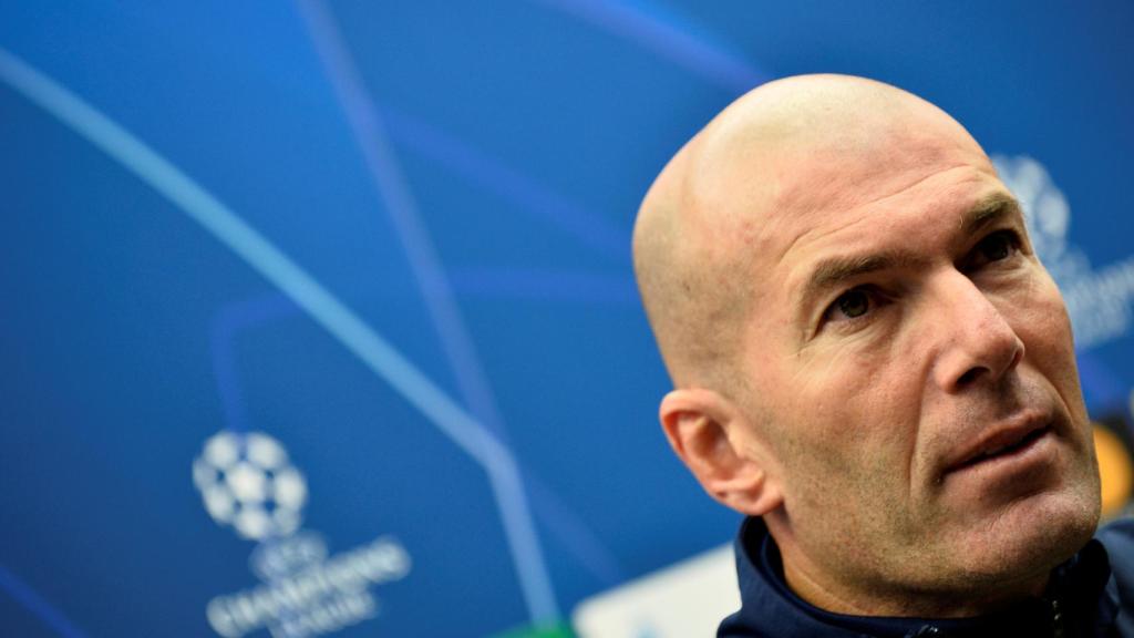 Zinedine Zidane, en rueda de prensa de la Champions League