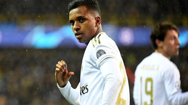 Rodrygo Goes celebra su gol al Brujas
