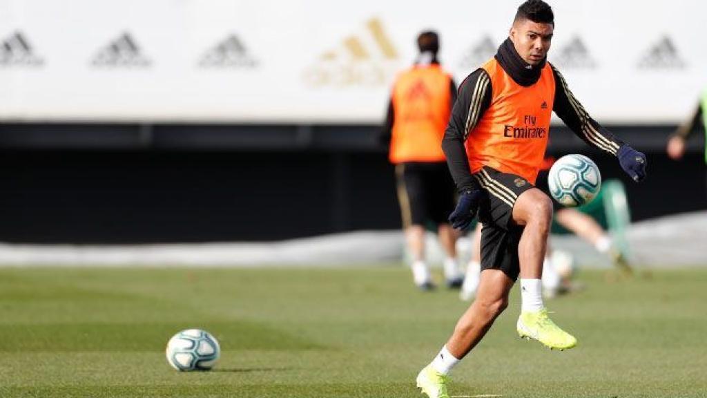 Casemiro, durante el entrenamiento
