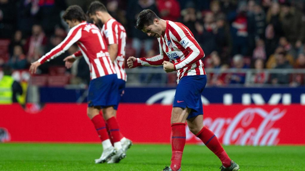 Morata celebra uno de los goles del partido