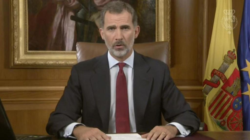 Felipe VI, durante su discurso el 3 de octubre de 2017, tras referéndum ilegal.