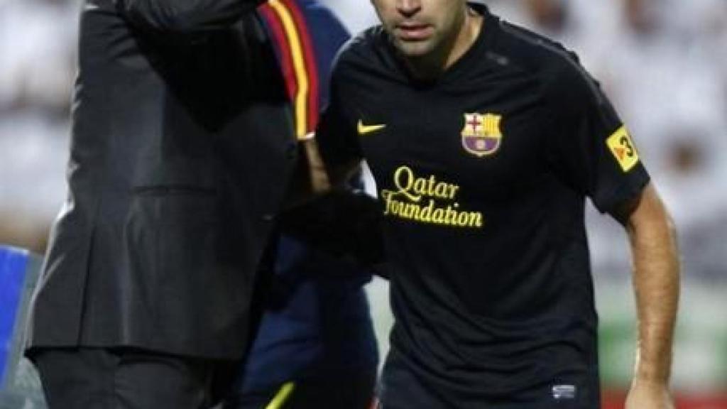 Pep Guardiola y Xavi Hernández, en el Barça