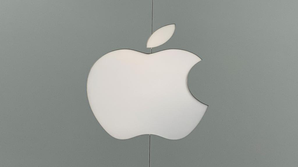 The Apple logo is shown atop an Apple store at a shopping mall in La Jolla, California