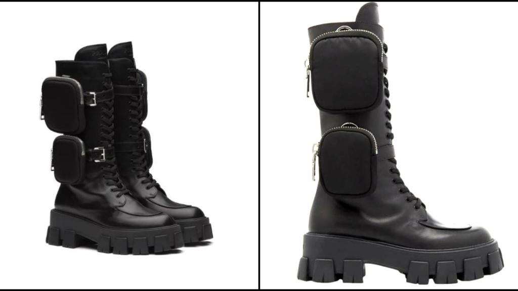Las botas de Prada, a la izquierda; y la versión 'low cost', a la derecha.