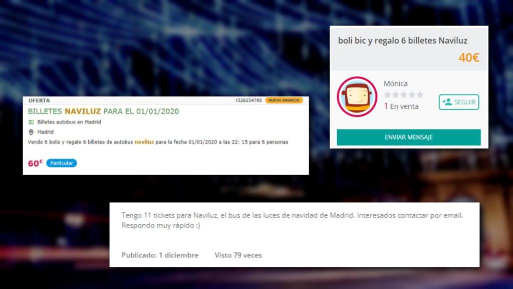 Anuncios de reventa de billetes de Naviluz en portales de internet.