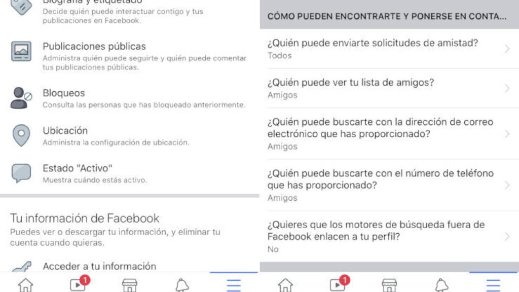 Configuración de privacidad de Facebook
