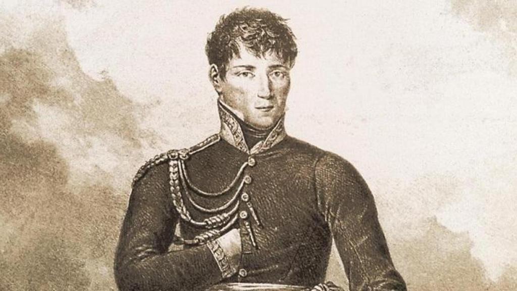 Retrato de Rafael Riego por Hippolyte Lecomte (1820).