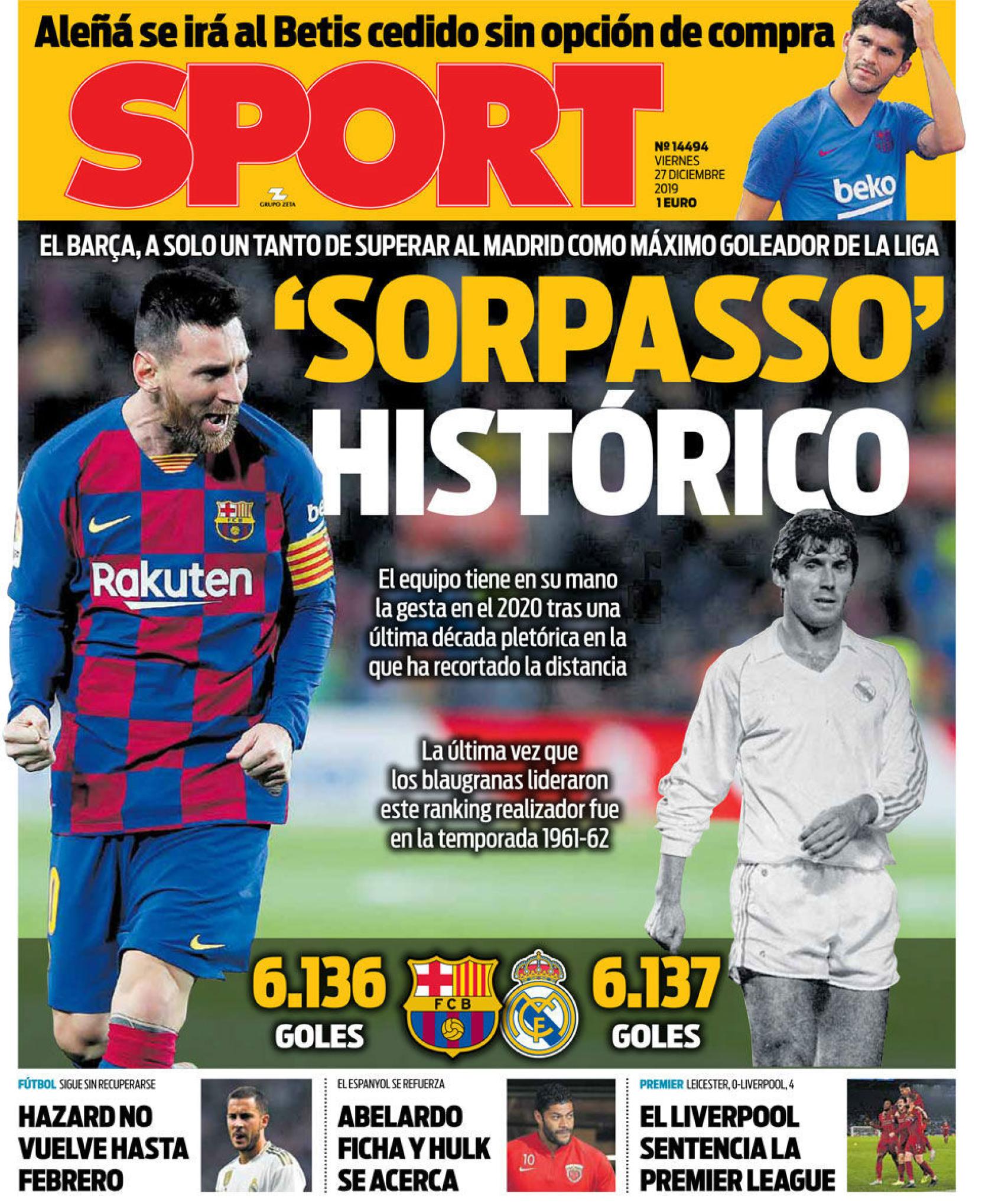 Portada SPORT (27/12/2019)