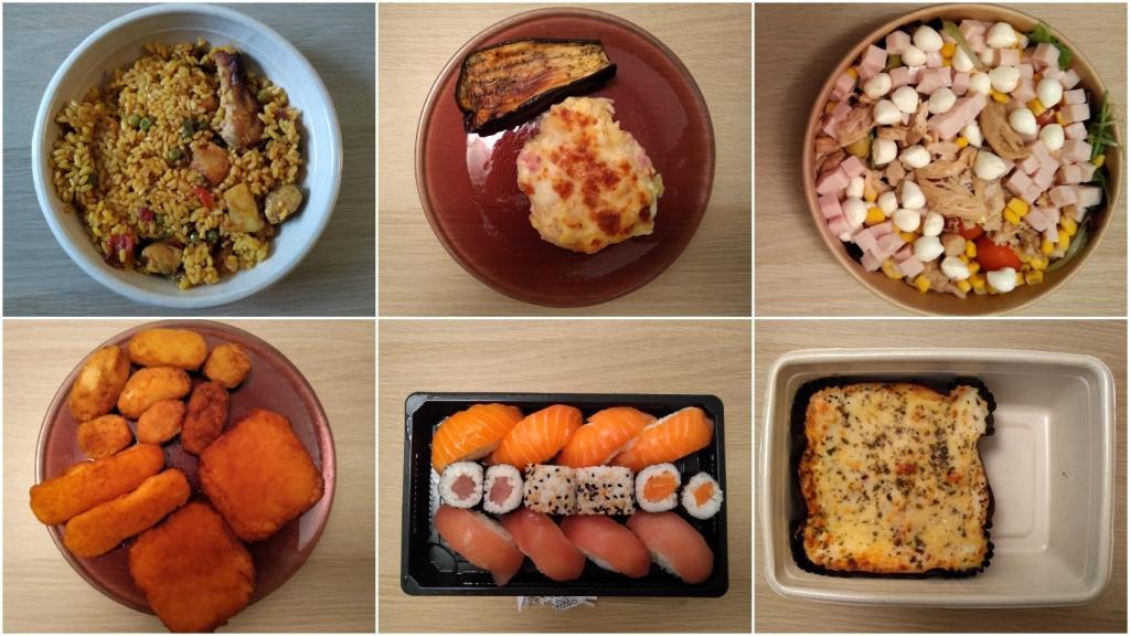 La comida que compró David en los distintos supermercados durante una semana.