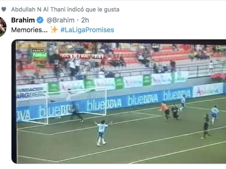El tuit de Brahim en el que recuerda la Liga Promise