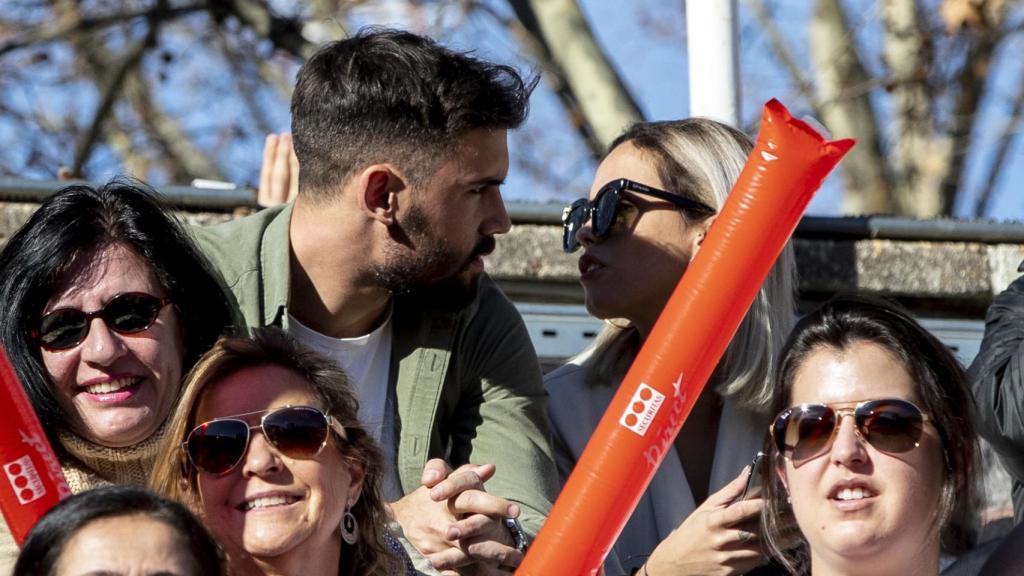 La pareja se mostró muy cómplice durante el partido.