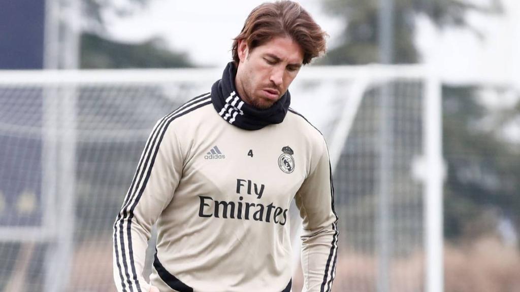 Sergio Ramos en el entrenamiento en solitario