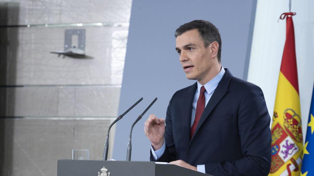 Pedro Sánchez, durante su comparecencia tras declarar el estado de alarma.