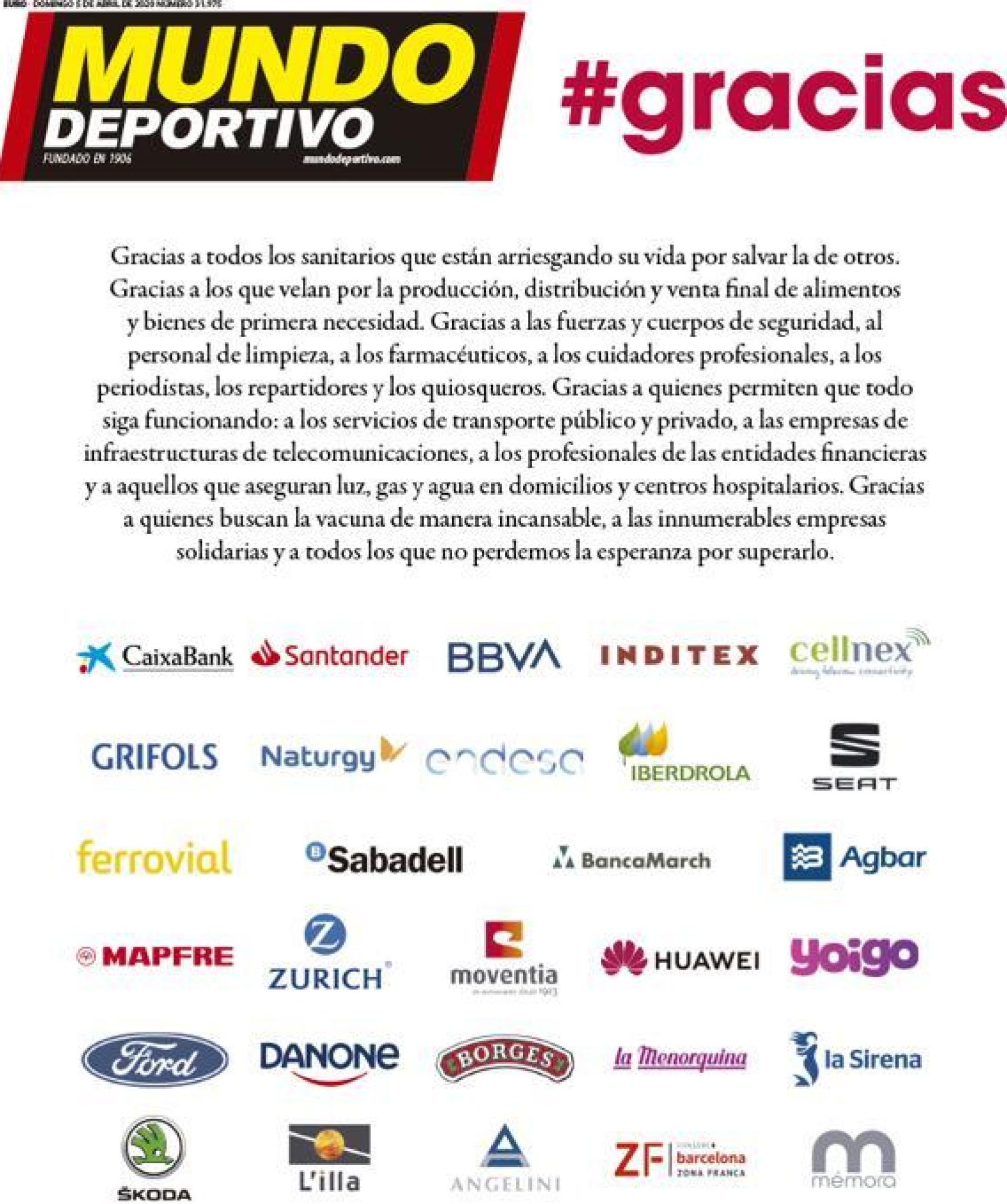 La portada del diario Mundo Deportivo (05/04/2020)