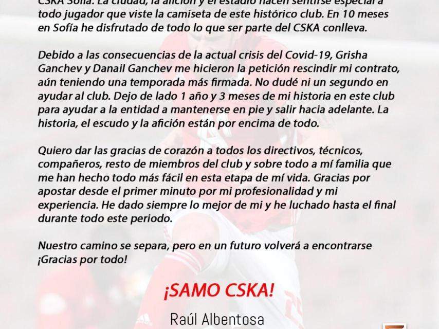 Despedida de Raúl Albentosa