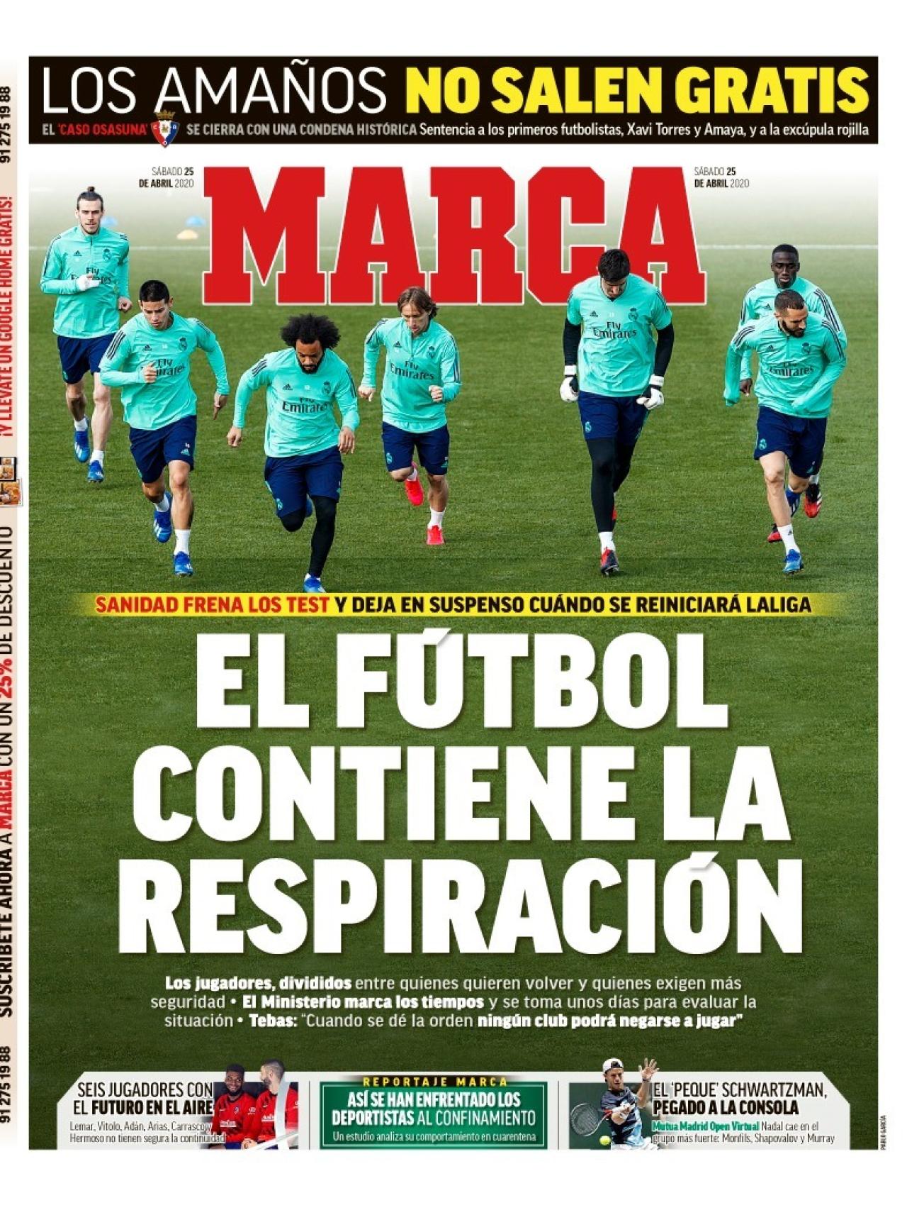 La portada del diario MARCA (25/04/2020)