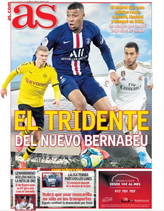 La portada del diario AS (18/05/2020)