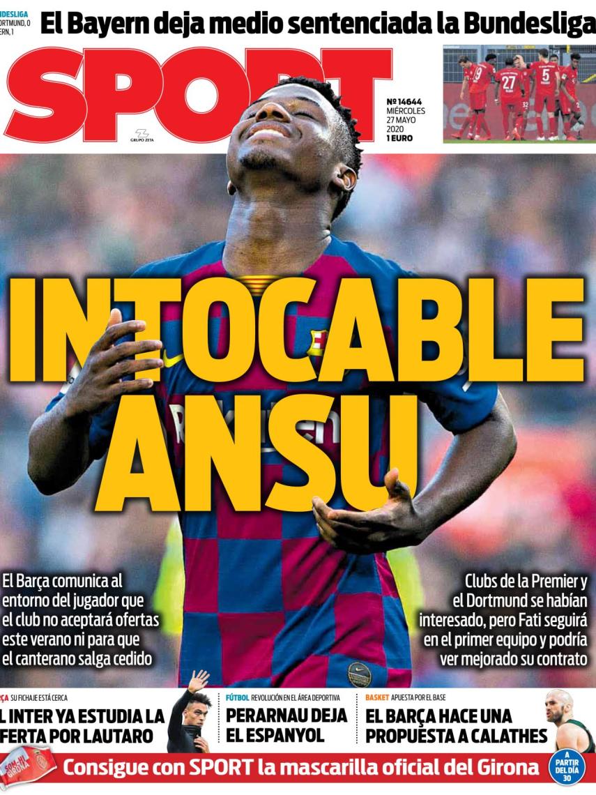 La portada del diario SPORT (27/05/2020)