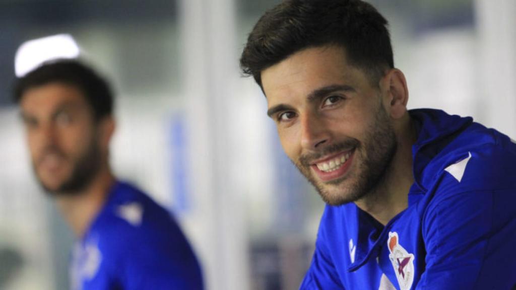 Eneko Bóveda, jugador del Deportivo de La Coruña, en Abegondo
