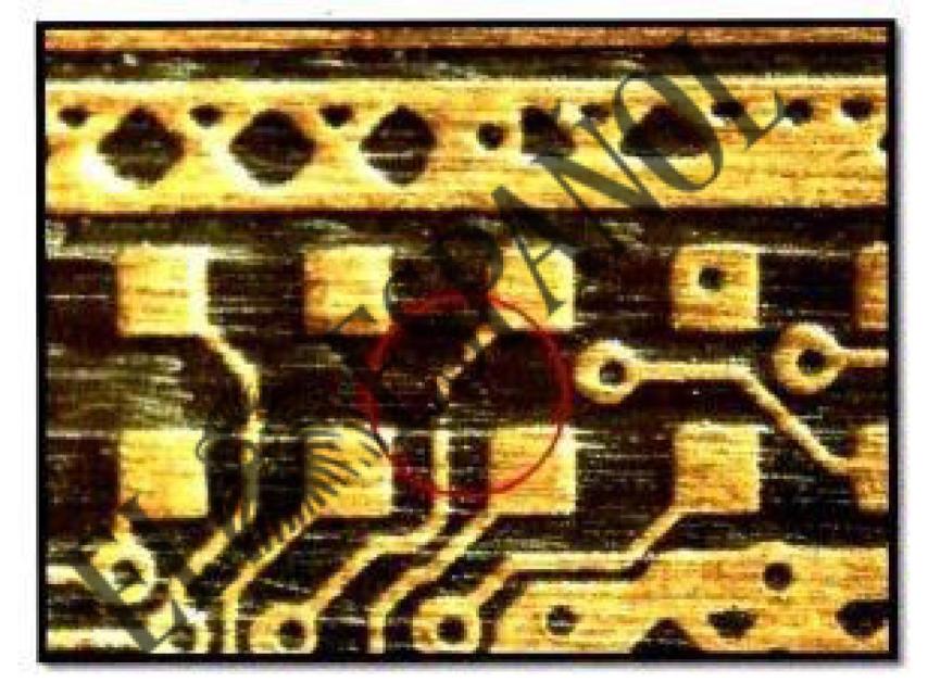 Detalle del punto de conexión afectado por un corte./