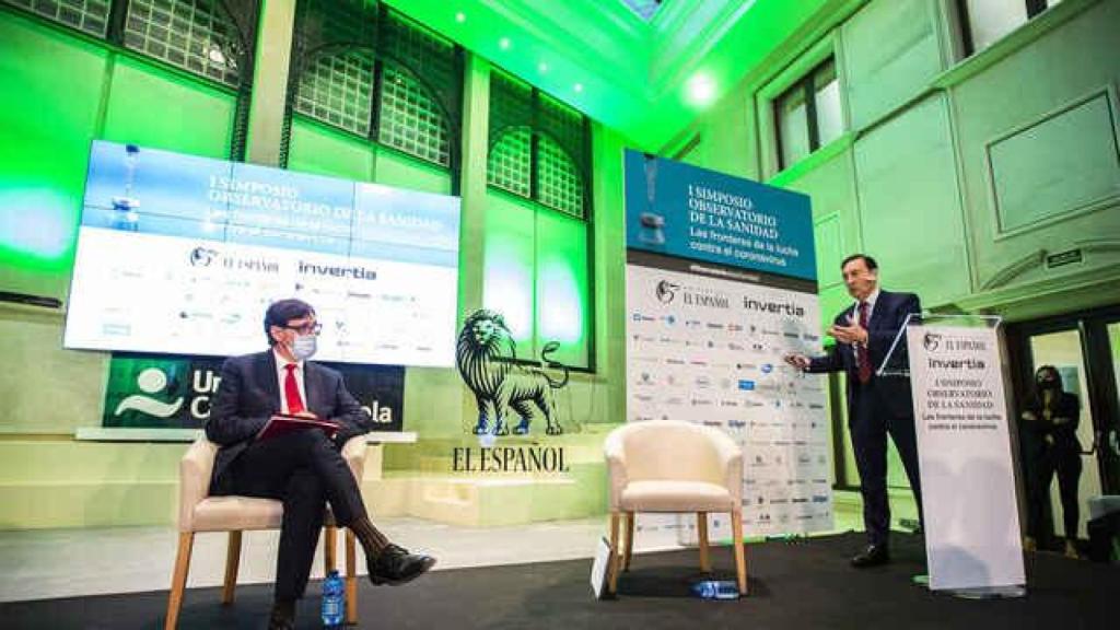 El ministro Salvador Illa y Pedro J. Ramírez