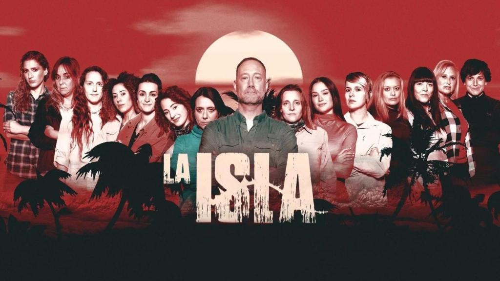 Cartel de La Isla. En el centro, Pedro García Aguado. La segunda a su izquierda, la diputada.