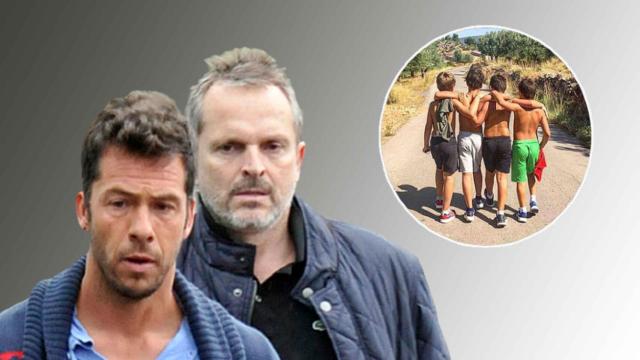 Miguel Bosé y Nacho Palau en un montaje de EL ESPAÑOL junto a los cuatro hijos.