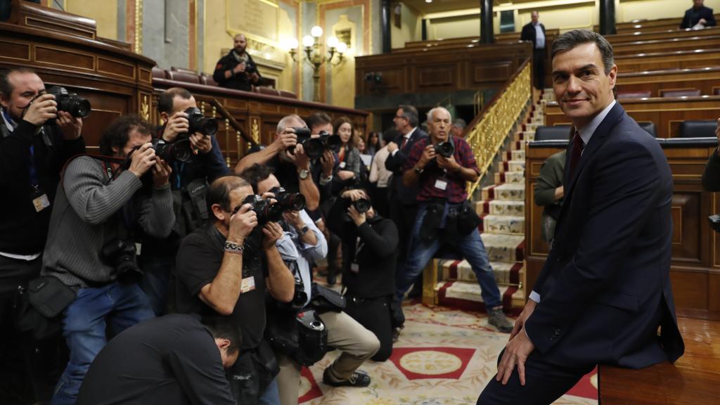 Pedro Sánchez al finalizar el debate de su investidura el pasado siete de enero.
