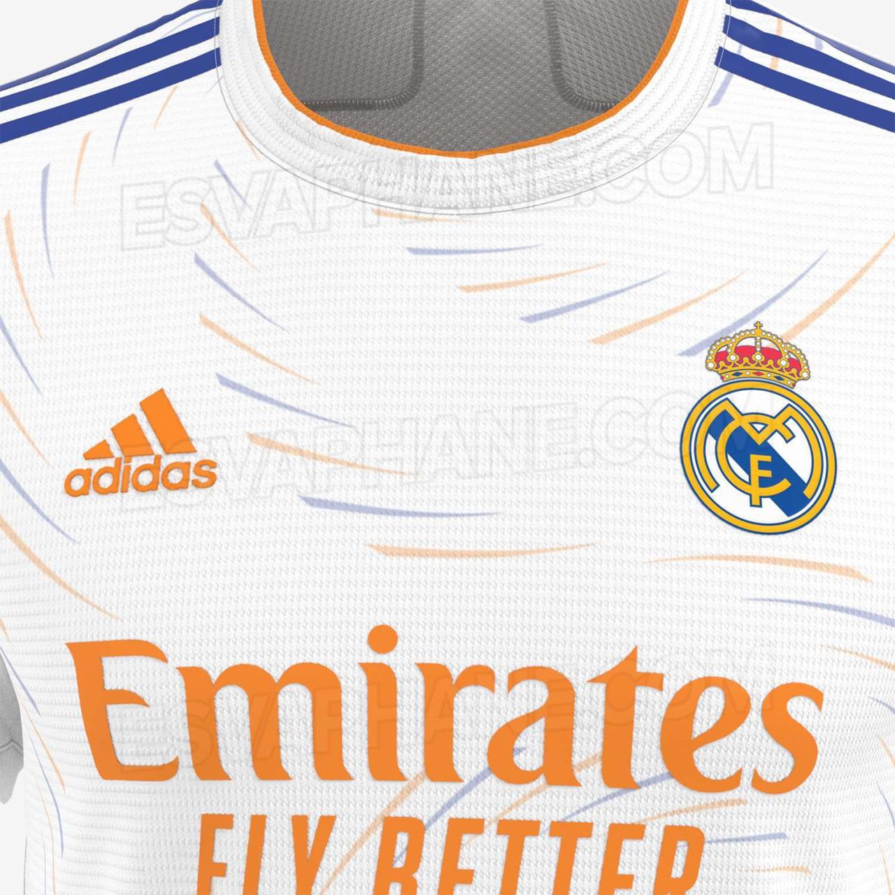 La primera camiseta del Real Madrid filtrada para la temporada 2021/2022. Foto: footyheadlines.com