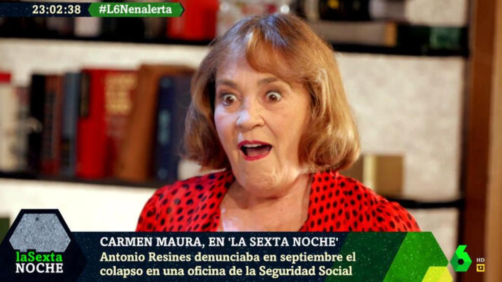 Carmen Maura durante su entrevista en 'La Sexta Noche'.