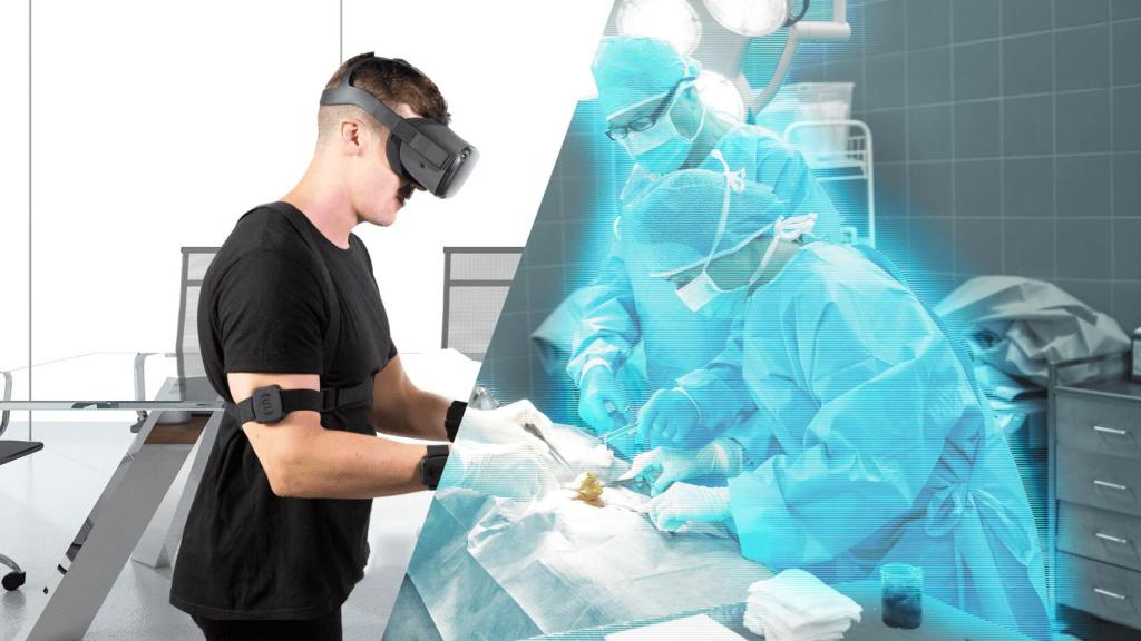 Una simulación de cómo se pueden usar estos guantes hápticos para la formación en el sector salud.