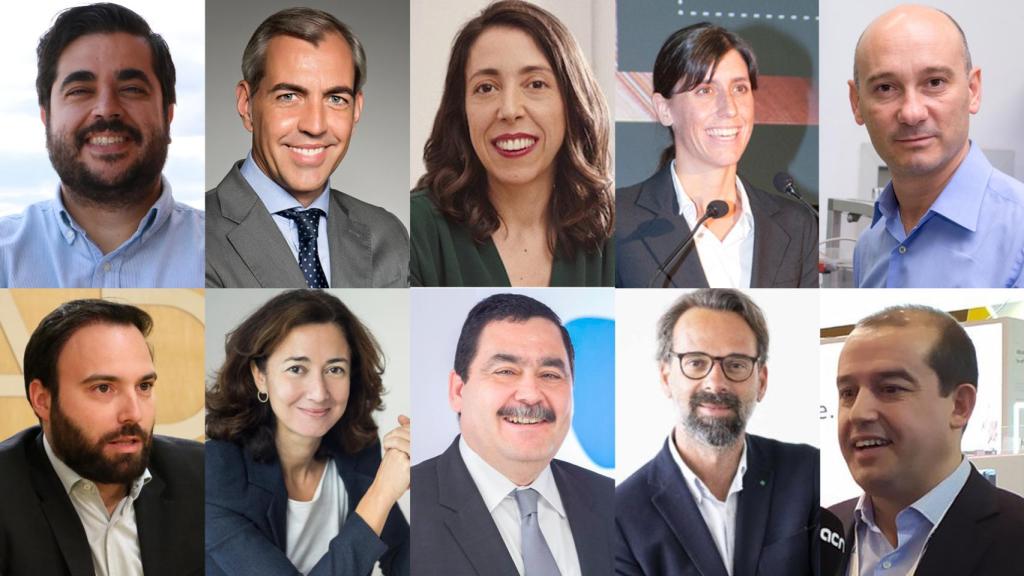 De izq. a dcha. y de arriba abajo, Rafael Tamames, socio fundador de Findasense; Agustín Pozo Zamora, ‘digital transformation global lead’ en Nokia; Almudena Trigo, fundadora de Beable Capital; Ana Monreal, CEO y fundadora de iAR; Diego Sáez de Eguilaz, CEO y fundador de MESbook; Ángel Niño, concejal delegado del área de Innovación y Emprendimiento del Ayuntamiento de Madrid, Carina Szpilka, presidenta de Adigital; José Rosell, socio director de S2 Grupo; Fran Estevan, CEO y cofundador de Innsomnia; y Albert Planas, CEO de Nebext.