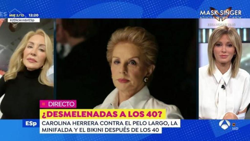 Carmen Lomana y Susanna Griso opinando sobre las palabras de Carolina Herrera.