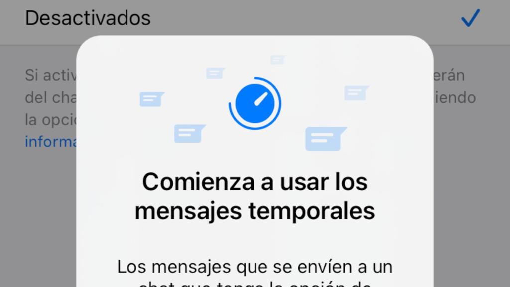 Aviso de mensajes temporales en WhatsApp