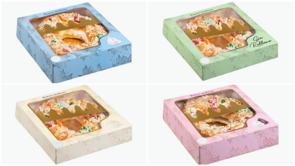 Los cuatro tipos de roscones de Reyes que vende Mercadona.