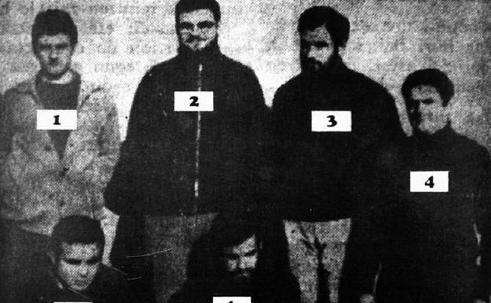 Imagen de la época de algunos de los etarras procesados: Xabier Larena (1), Mario Onaindia (2), Antxon Karrera (3), Xabier Izko de la Iglesia (4). Abajo, Jokin Gorostidi y Josu Abrisketa.
