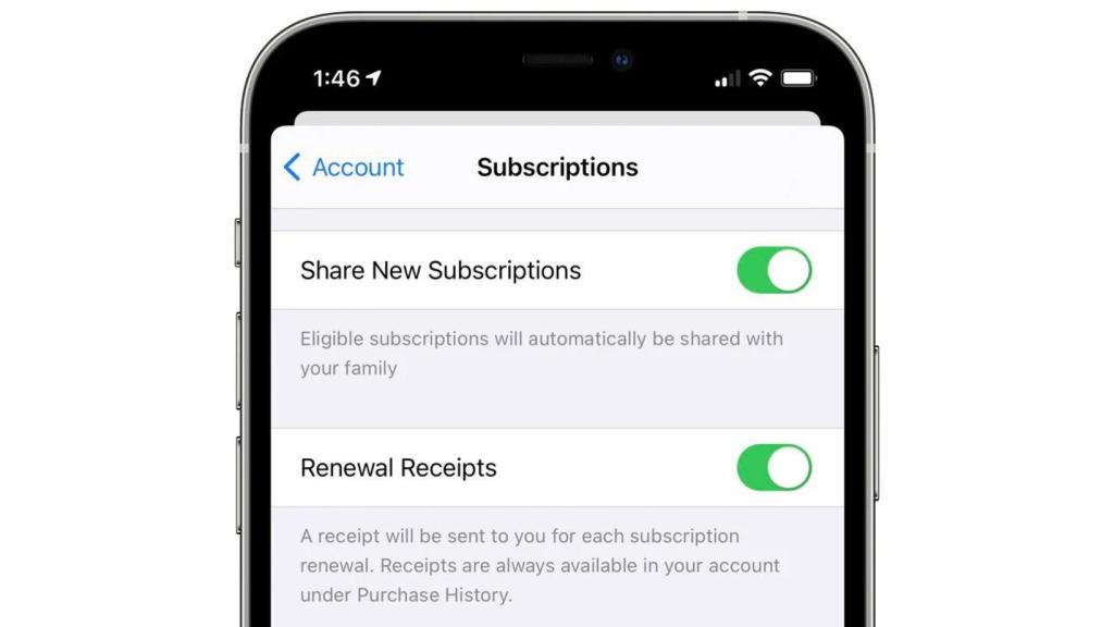 Opción de compartir suscripciones.