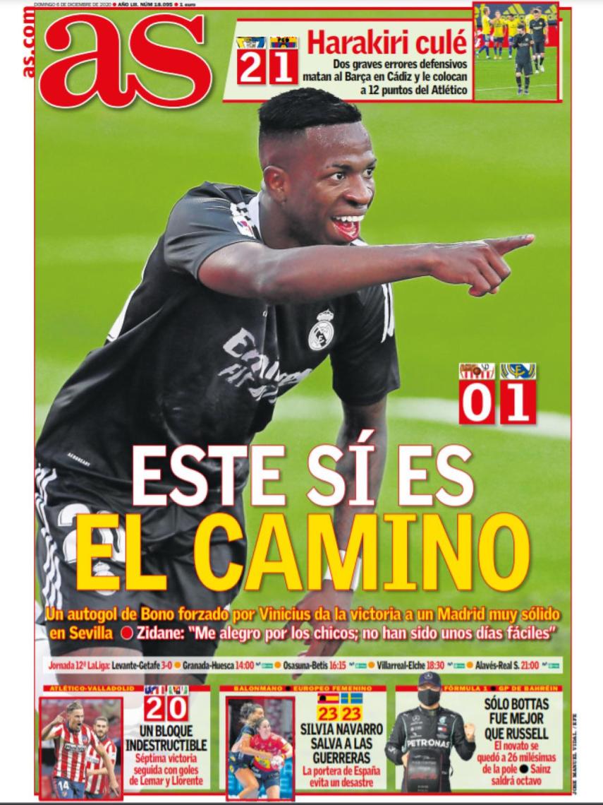 La portada del diario AS (06/12/2020)