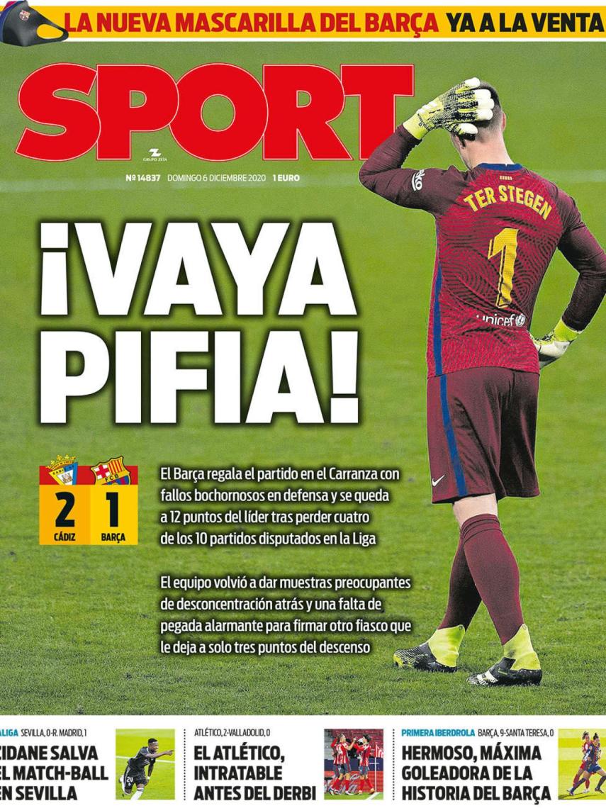 La portada del diario SPORT (06/12/2020)